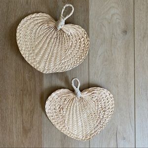 Wicker fans/hanging art - set of 2